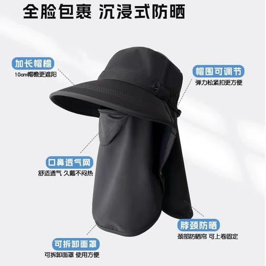 【脸劲一体防晒帽❗出行不怕晒】女全方位透气遮阳帽遮脸面罩太阳帽户外夏季女款帽子。rh 商品图3