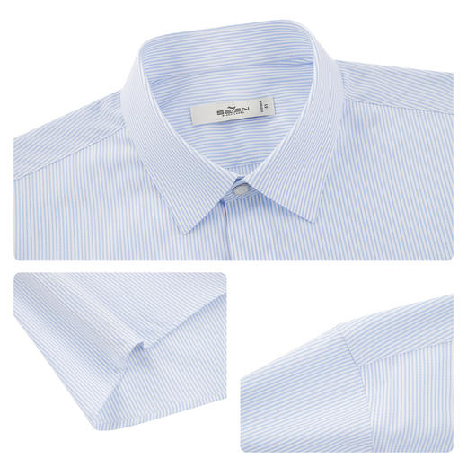 【无缝领/条纹衬衫】柒牌男装2026夏季新品含莱赛尔商务短袖衬衫 130A70350 商品图3