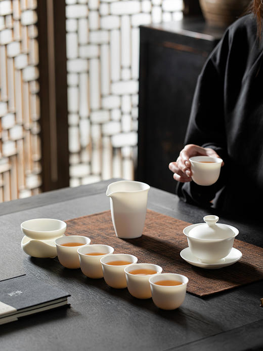 罗莱一品 留白主义-哑光羊脂玉瓷盖碗茶具套组 商品图2