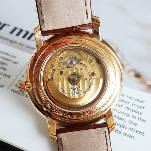 【95新】OGIVAL 爱其华自动机械机芯日期显示40MM（男款）18K玫瑰金090326NJS18 商品图7
