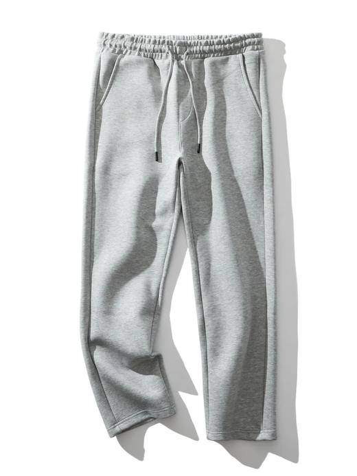 F031646空气层棉纯色复古风抽绳松紧腰休闲裤人体学裁剪直口裤脚运动卫裤 商品图3