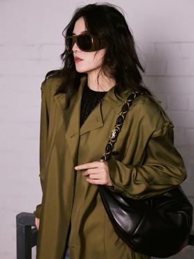 新款杨树林Amlia羊皮hobo饺子包单肩大容量腋下包