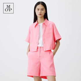 Marc O'Polo/MOP夏季新款好看短款时尚高级感亚麻上衣女短袖衬