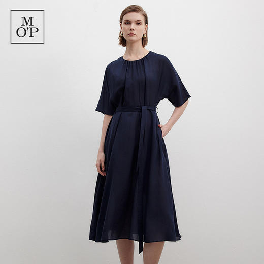 Marc O'Polo/MOP夏季新款好看圆领半袖复古长裙天丝系腰带连衣裙 商品图1