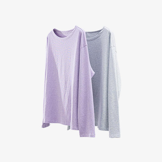 特绽放512朵/油画T·棉针织一字领落肩油画色彩长袖T恤女春打底衫 商品图4