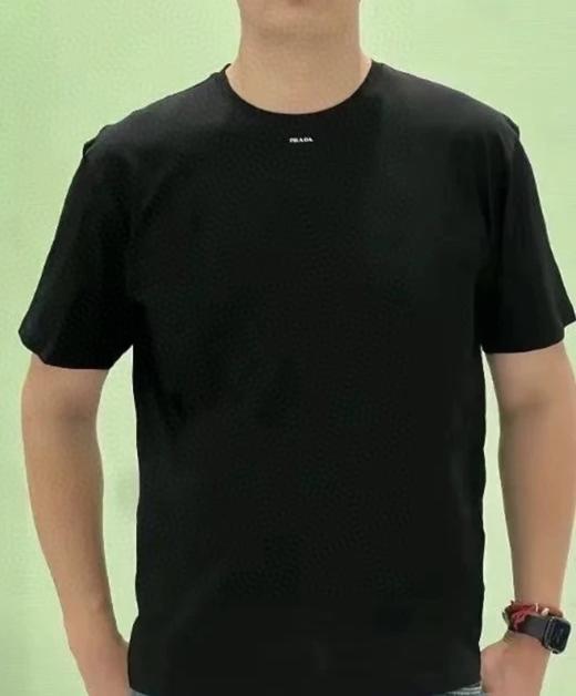 普拉达 纯色logo字母印花短袖T恤 黑色 男女同款（DY） 商品图1
