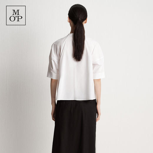 Marc O'Polo/MOP夏季新款好看白色圆领七分袖廓形设计短袖衬衫女 商品图3