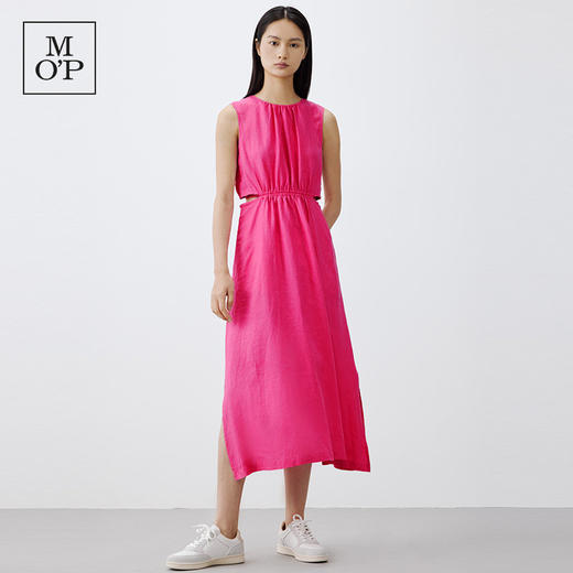 【商场同款】MOP25夏季新款亚麻圆领无袖显瘦露腰设计感连衣裙女 商品图4