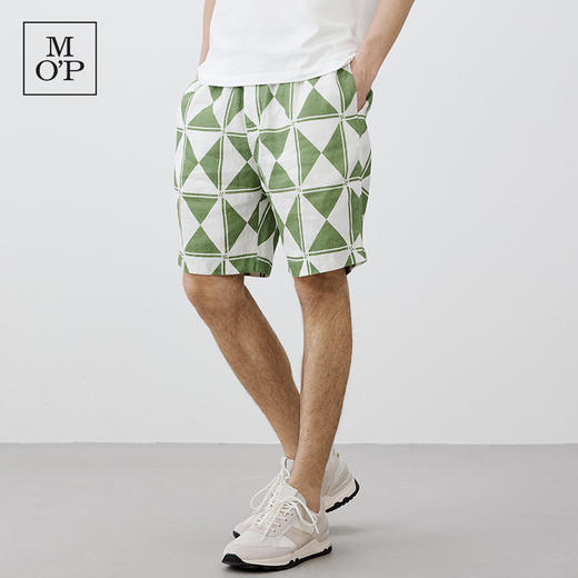 Marc O'Polo/MOP 夏季新款高级亚麻格子纹宽松透气五分休闲短裤男 商品图2