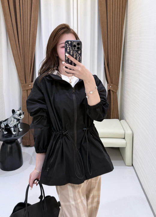 316-9 B家格纹连帽收腰外套 商品图6