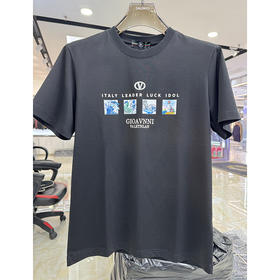 夏季男士圆领短袖T恤青年简约印花透气棉质休闲半袖上衣   KLNA-2706