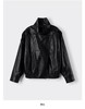 F031692女装欧美立领机车感PU皮长袖立领夹克短外套 商品缩略图0