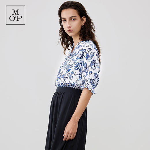 Marc O'Polo/MOP 2025春夏新款纯棉小立领佩斯利印花短袖衬衫女士 商品图3