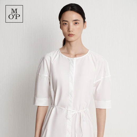 Marc O'Polo/MOP夏季新款好看白色圆领时尚设计廓形七分袖连衣裙 商品图2