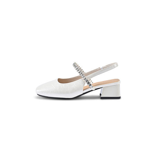 经典鲨2026年夏专柜新品时尚方头后空中粗跟水钻单鞋凉鞋女KW127-629031 商品图4