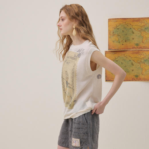 谜底针织衫无袖2026夏季新品时髦不规则提花毛衣背心女262MZ0761 商品图1