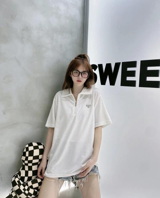 普拉达 半拉链三角标polo衫 白色 男女同款（DY） 商品图2
