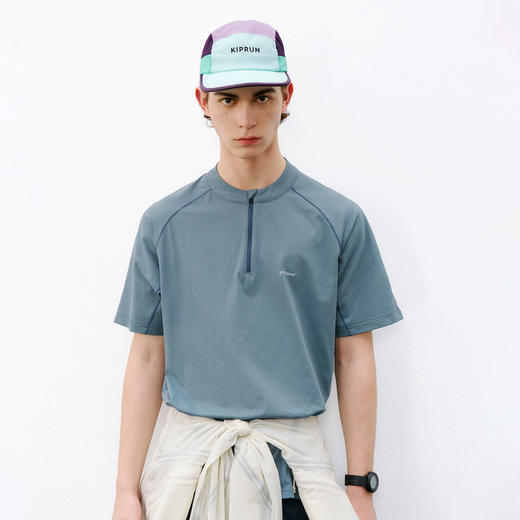 714street夏季吸湿速干健身服抗菌凉感运动短袖半拉链防晒T恤男款 商品图3