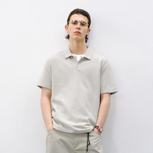 714street索罗娜抗皱耐磨休闲老钱POLO衫男2026夏季半开领翻领T恤 商品图1