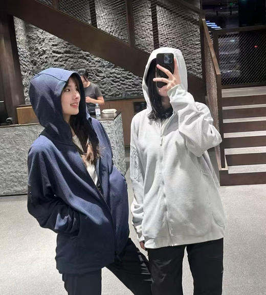 鸟家Olera华夫格连帽拉链外套 商品图0