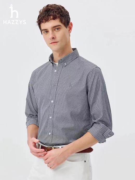 F031655春夏新品挺括感十足通勤休闲小细格纹牛津纺长袖衬衫 商品图11