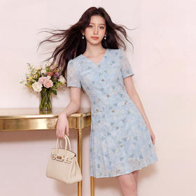 奢姿大码女装2026夏季胖妹妹时尚碎花百褶连衣裙气质减龄清新长裙9962860069