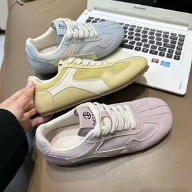 「拼团同款！平底德训鞋」复古好搭女款夏季新款透气网面轻便休闲运动板鞋子