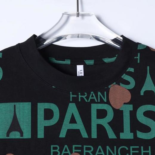 26T147SDSA男装2026新款高贵轻奢美式撞色满印字母印花圆领短袖T恤百搭 商品图5