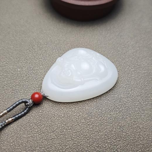 新疆和田玉且末料羊脂玉精美如意佛牌 312-14 商品图5