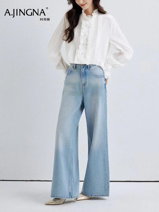 【法式】阿菁娜春夏新款法式温柔感衬衫木耳边立领纯净简约气质之选F31C201007 商品图4