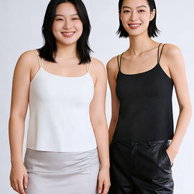 C2-润微吊带背心女带胸垫免穿文胸一体式美背外穿打底内搭上衣新款  背影成诗