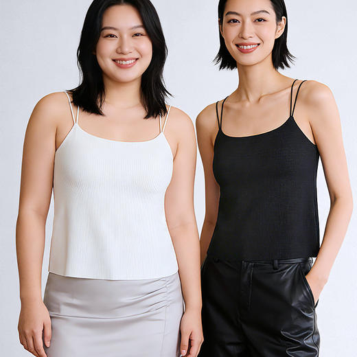 C2-润微吊带背心女带胸垫免穿文胸一体式美背外穿打底内搭上衣新款  背影成诗 商品图0