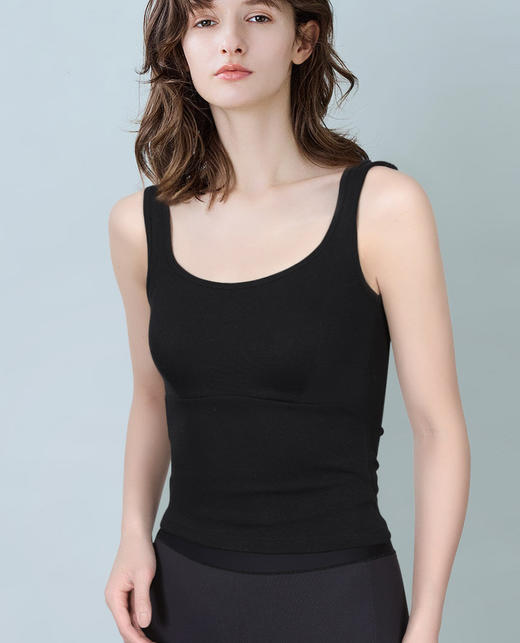 官网685！华家坑条方领免穿bra背心 宽肩带柔弹罗纹打底可外穿美背吊带 优可丝棉透气 商品图1