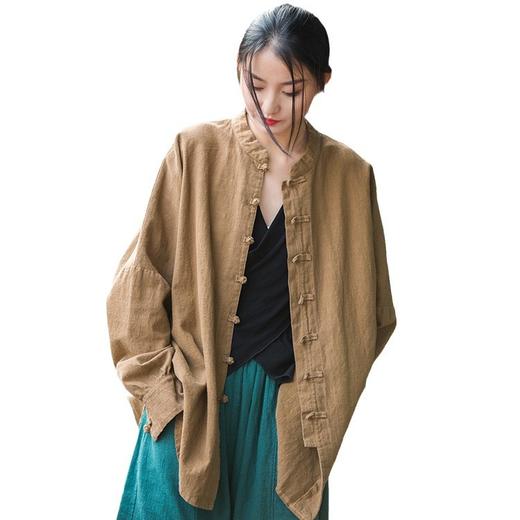 苎麻新中式做旧砂洗开衫 春夏新款古风衬衣外套 商品图4