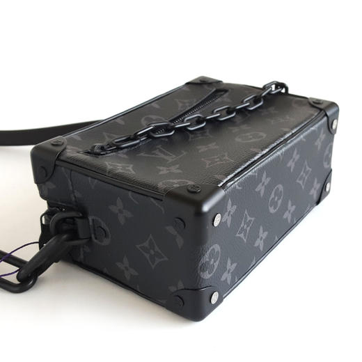 【95新】LV路易威登M44735黑老花黑武士mini soft trunk软盒子包单肩斜挎包中性款130326TB16 商品图4