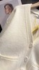F031686慵懒随性毛衣米白色V领宽松落肩针织开衫 商品缩略图4