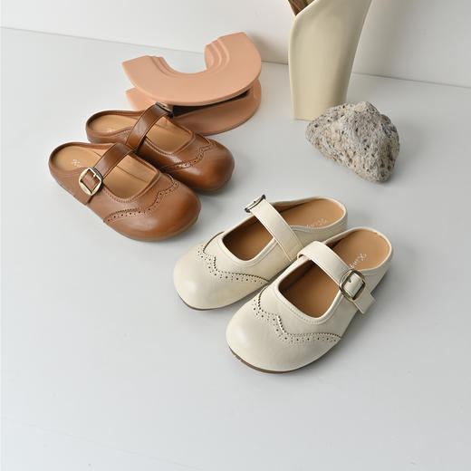 经典鲨2026夏专柜新品复古镂空一脚蹬通勤软底半托鞋单鞋女KW392-629051 商品图1