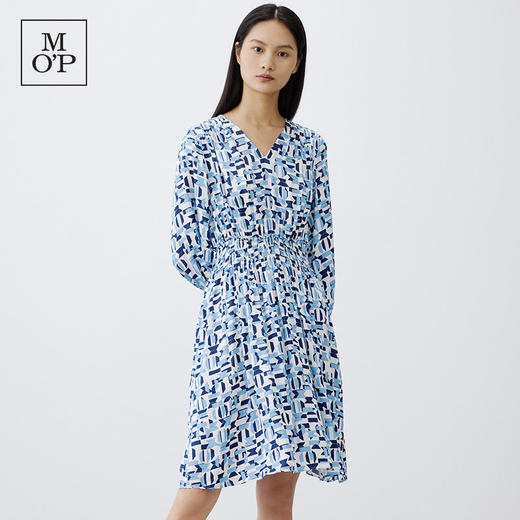 【汤曼妮粉丝专享】MOP夏季新款时尚V领斜门襟宽松透气印花连衣裙 商品图0
