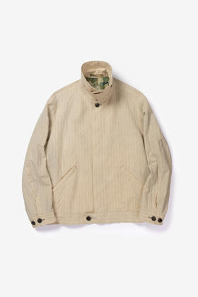 Calmlence 26SS 米色细条纹高捻棉飞行员夹克