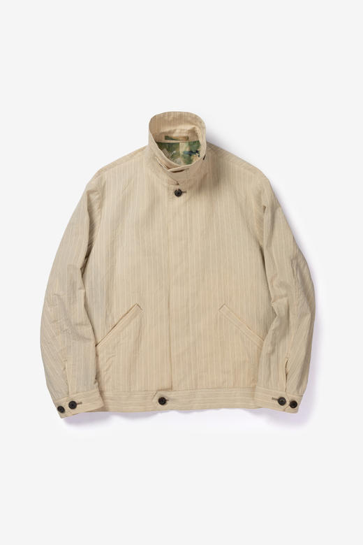 Calmlence 26SS 米色细条纹高捻棉飞行员夹克 商品图0