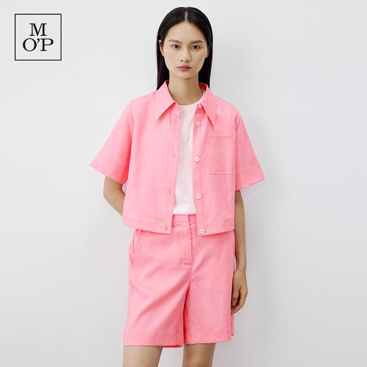 Marc O'Polo/MOP夏季新款好看短款时尚高级感亚麻上衣女短袖衬 商品图2