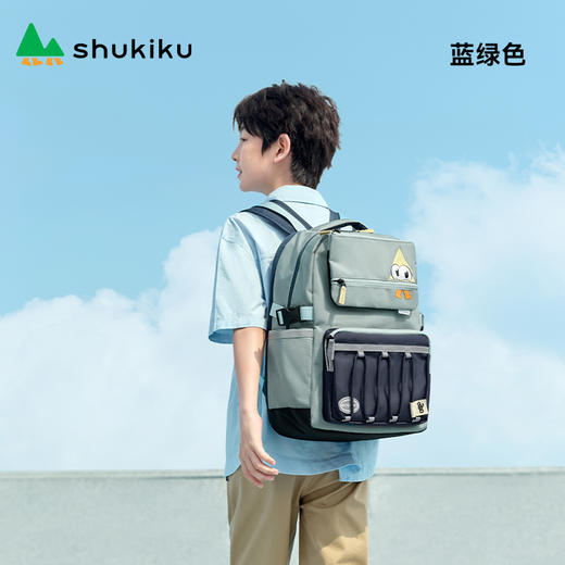 【新品包包】中国shukiku儿童双肩包（趣看看）-蓝绿色M书包1-3年级 商品图0