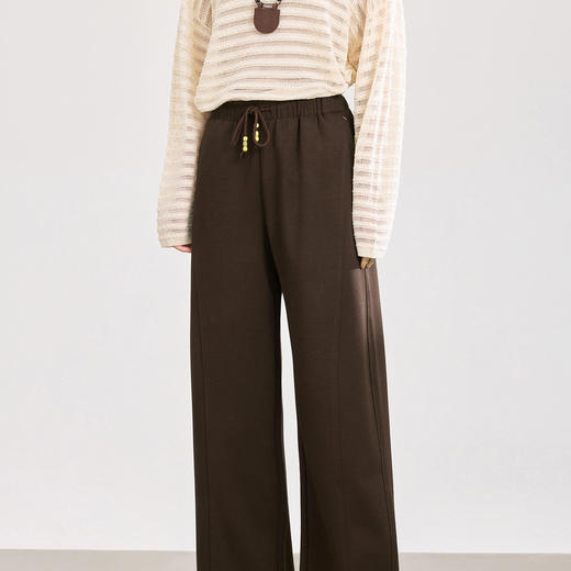 「高货wl」全新升级【铂金会员220/天猫289/差价69】(11117)洛诗琳慵懒极简风系带直筒裤2026新款松紧腰莫代尔休闲裤 商品图3