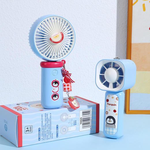 【三档大风力❗小巧便携】可爱企鹅系列台式风扇便携随身女生手持小风扇USB充电风扇彩盒装。rh 商品图2