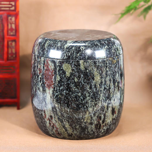 天然玉石骨灰坛绿色净面骨灰桶冬瓜骨灰坛20*20cm 商品图0