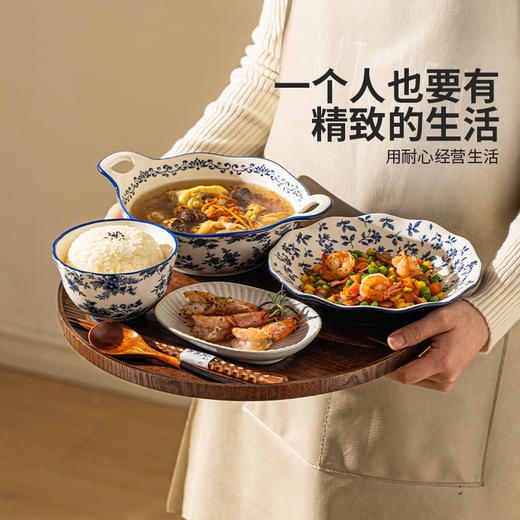 摩登主妇一人食仪式感餐具月子碗碟套装碗筷盘子精致早餐摆盘托盘 商品图1