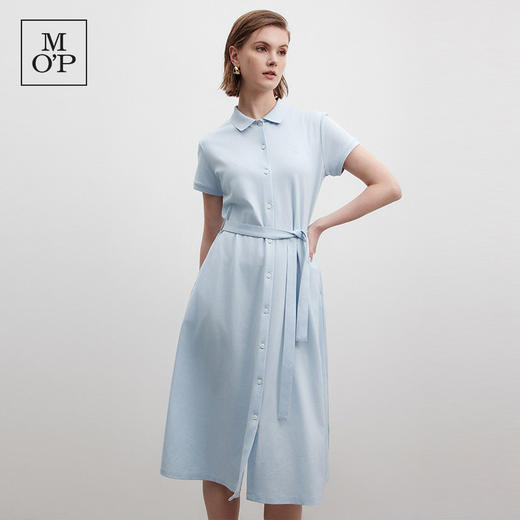 Marc O'Polo夏季新款好看女士针织经典POLO领系带连衣裙修身显瘦 商品图0