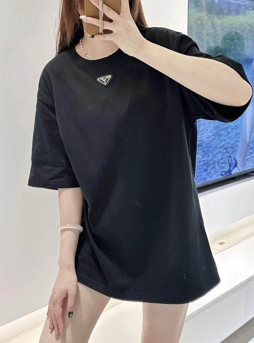 普拉达 三角标logo短袖T恤 黑色 男女同款（DY） 商品图3