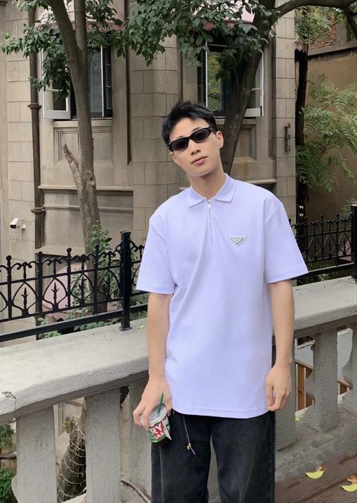 普拉达 半拉链三角标polo衫 白色 男女同款（DY） 商品图3
