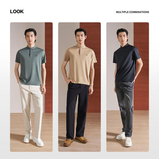 【亚麻/立领POLO衫】柒牌男士短袖POLO衫2026夏季新款上衣休闲 130T70140 商品图2